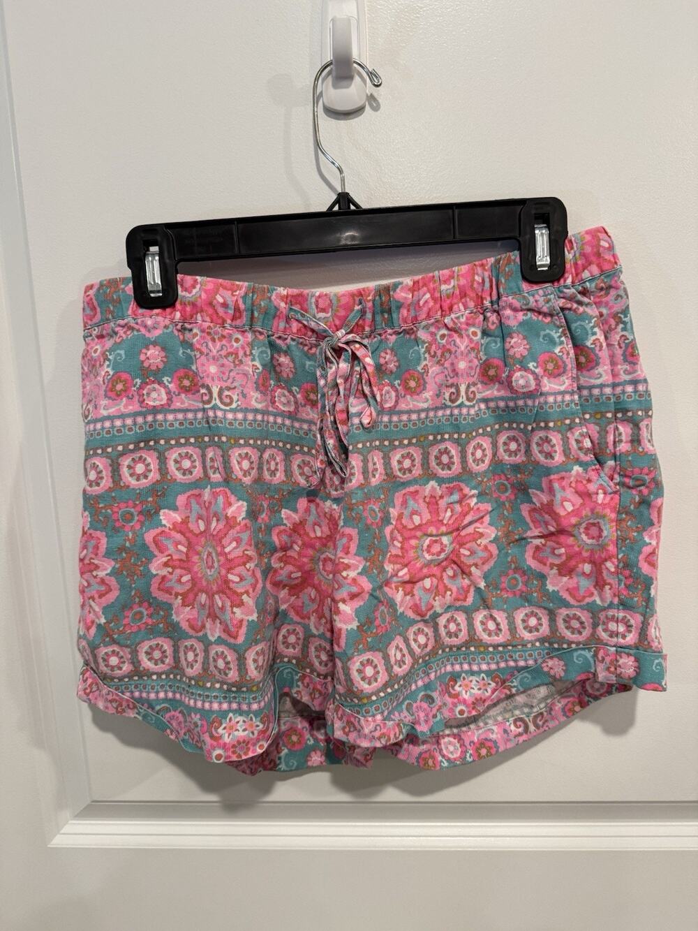 Vineyard Vines Caribbean Vibrant floral shorts Sz M pink blue preppy Linen Blend